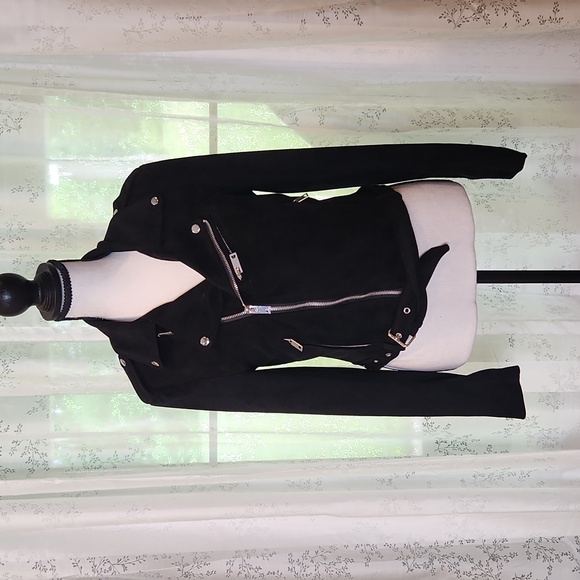COPY Lulus Ride With Me Black Vegan Suede‎ Moto Jacket Size Small - Picture 3 of 13